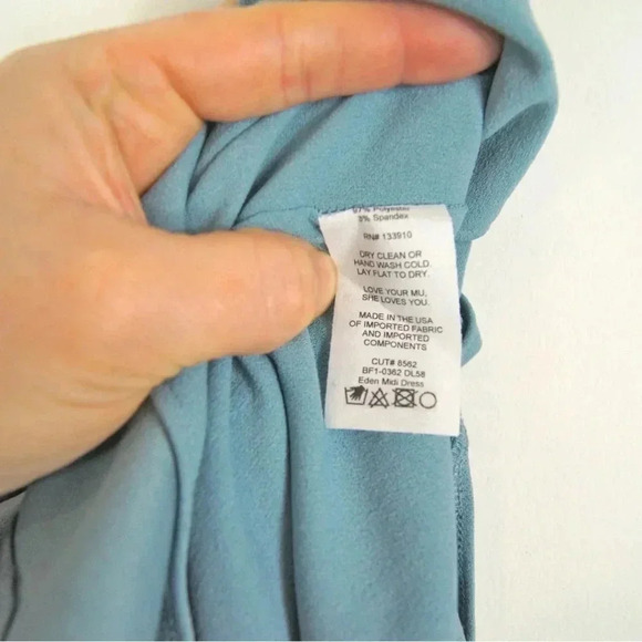 NWT Show Me Your MuMu Eden Midi Dress in Dusty Sage Blue Stretch - Picture 7 of 8